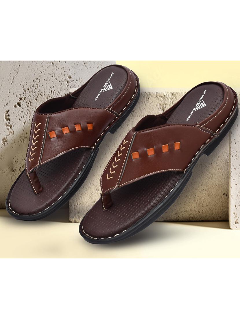 brown synthetic slip on flip flop - 19848703 -  Standard Image - 1