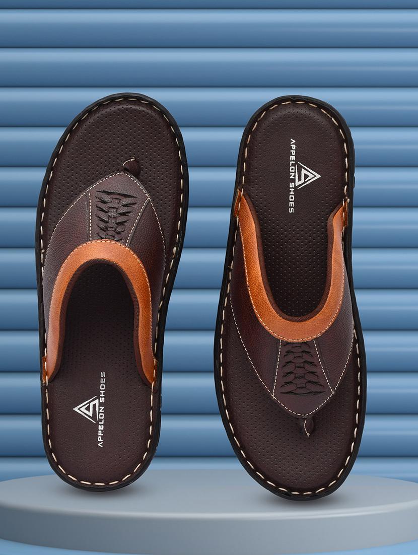 brown synthetic slip on flip flop - 19848732 -  Standard Image - 1