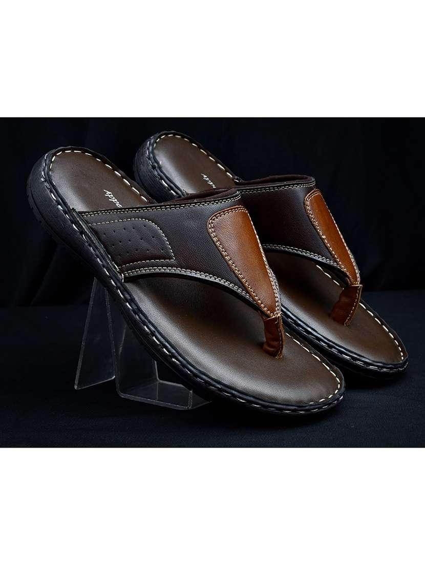 brown synthetic slip on flip flop - 19848754 -  Standard Image - 1