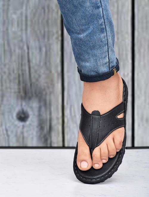 black synthetic slip on flip flop - 19848756 - Standard Image - 0
