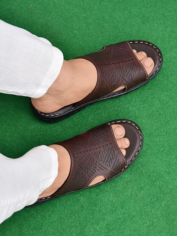 brown synthetic slip on flip flop - 19848758 -  Zoom Image - 0