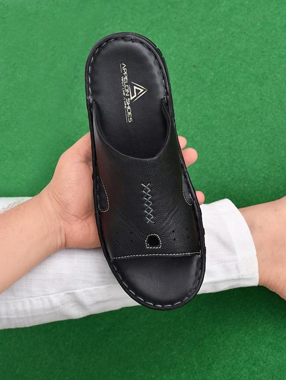 black synthetic slip on flip flop - 19848762 -  Zoom Image - 0