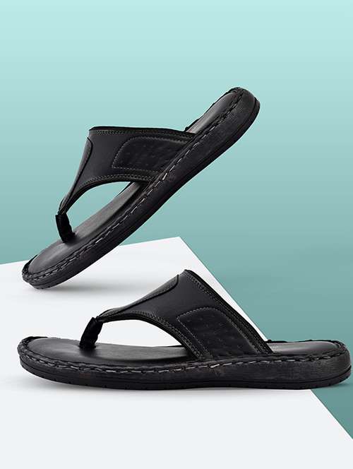 black synthetic slip on flip flop - 19848775 -  Standard Image - 0