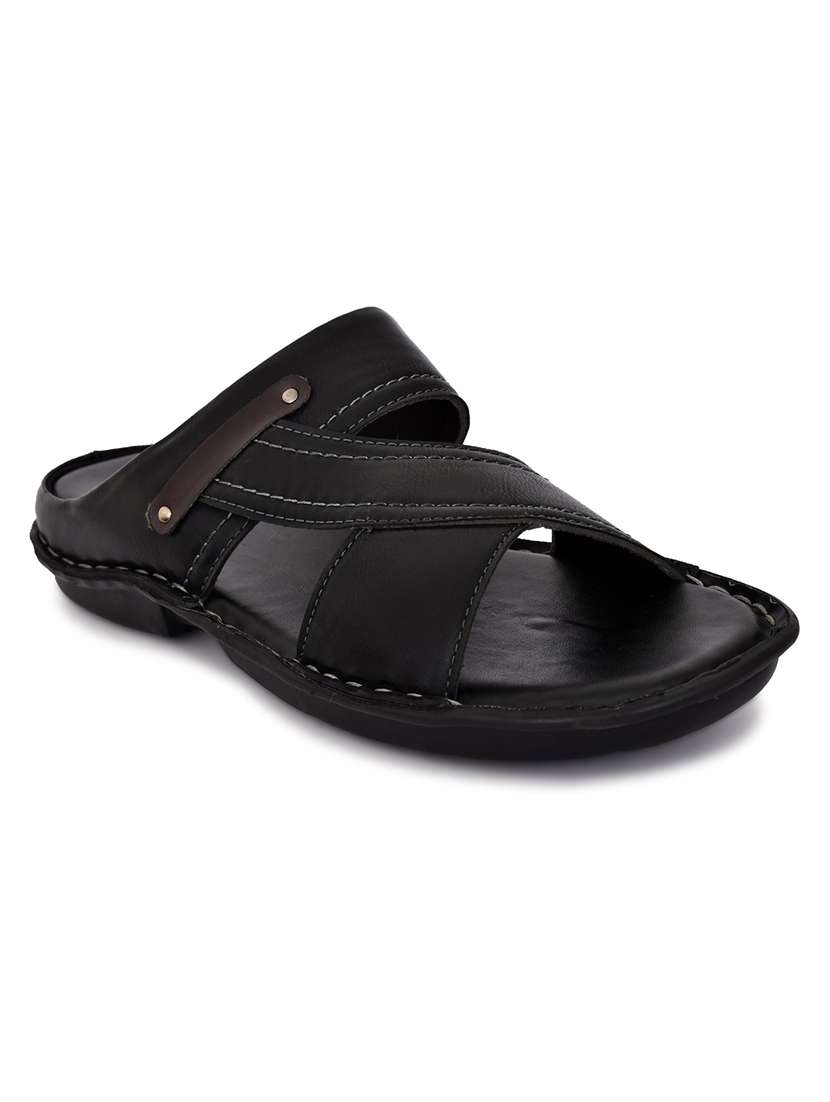 black synthetic slip on flip flop - 19848796 - Standard Image - 1