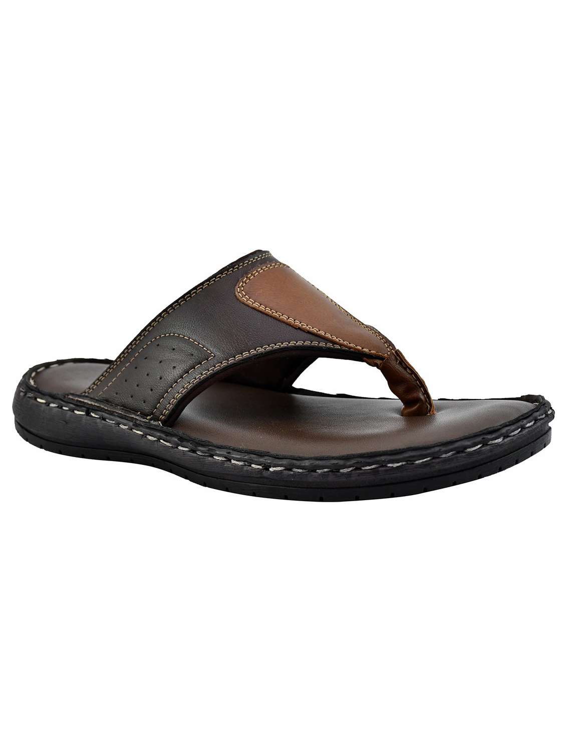brown synthetic slip on flip flop