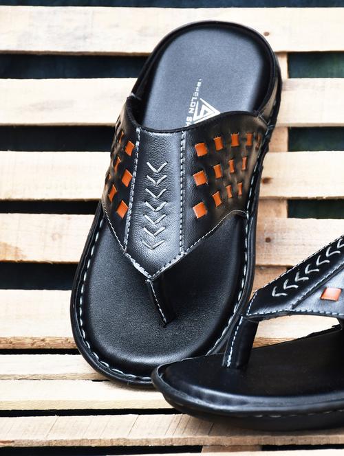 black synthetic slip on flip flop - 19848826 - Standard Image - 0