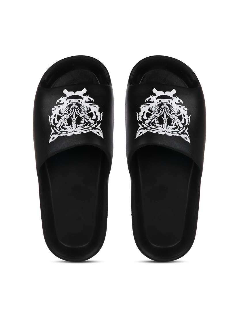 black rubber slip on flip flops - 19849367 -  Standard Image - 4