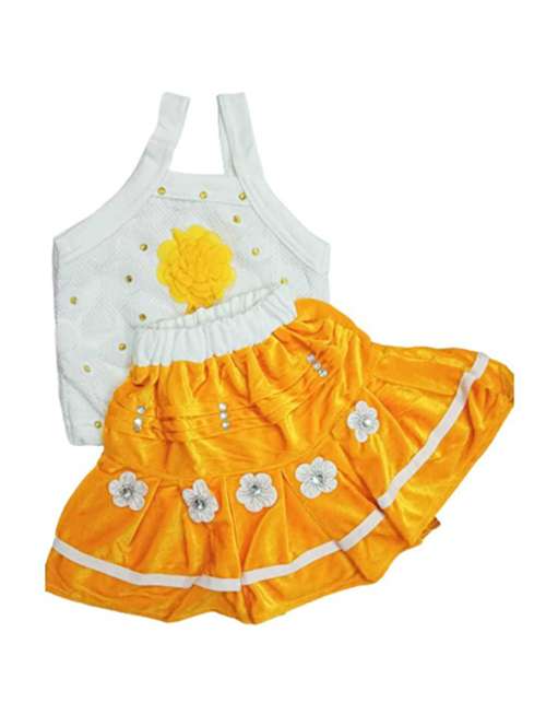 girls mustard skirt top twin set