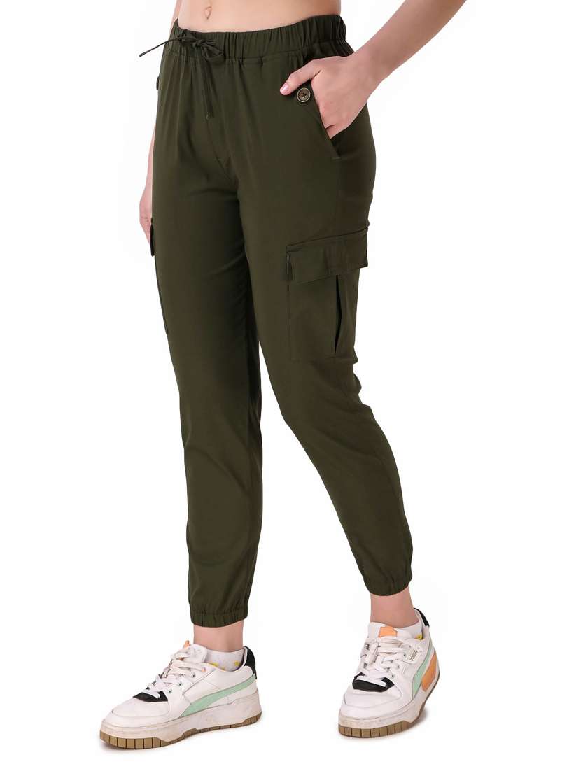 green solid joggers - 19850158 -  Standard Image - 1