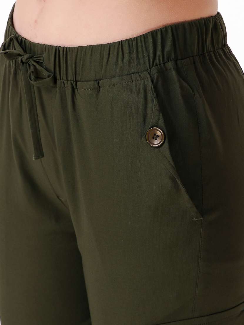 green solid joggers - 19850158 -  Standard Image - 4