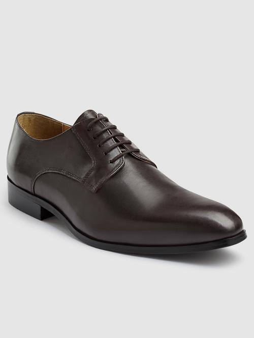 brown leather laceup derbies - 19850165 - Standard Image - 0