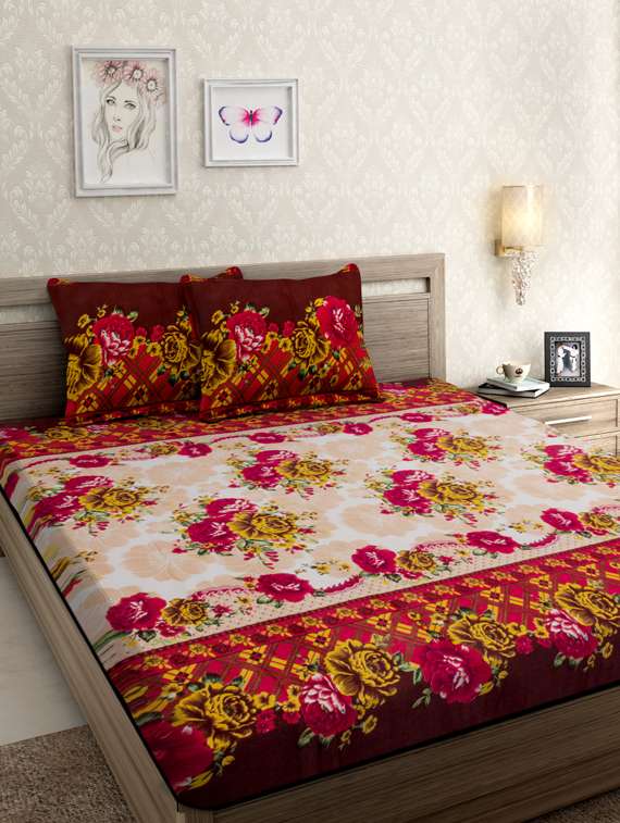 floral double bedsheet with 2 pillow covers
