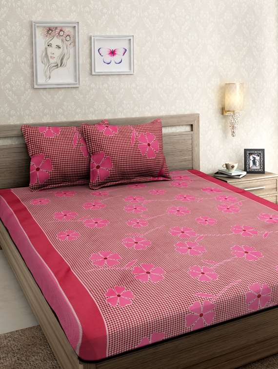 floral double bedsheet with 2 pillow covers