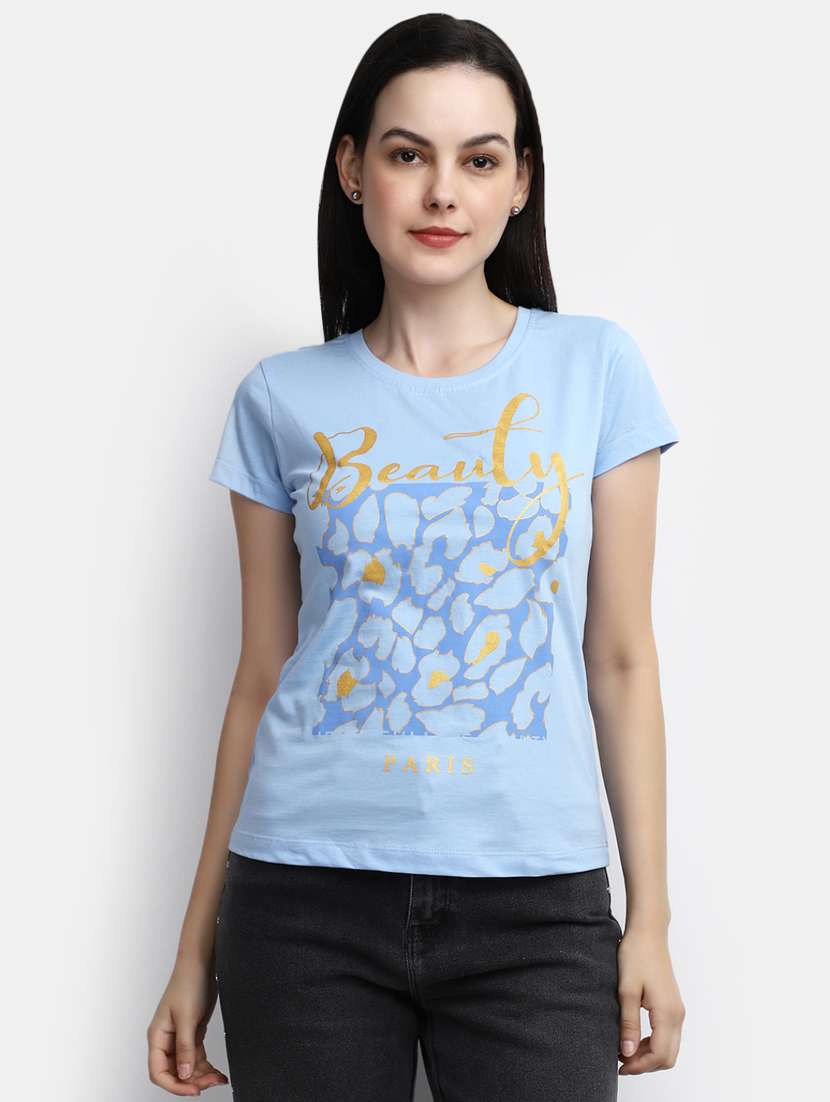 women's front print round neck t-shirt