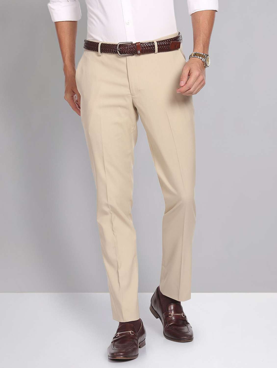 mid rise solid formal trouser