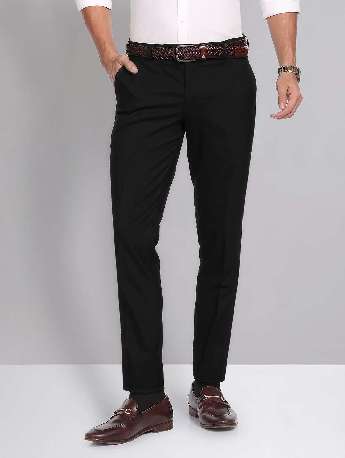 mid rise solid formal trouser
