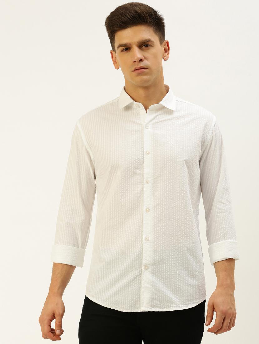 white cotton casual shirt - 19855944 -  Zoom Image - 0