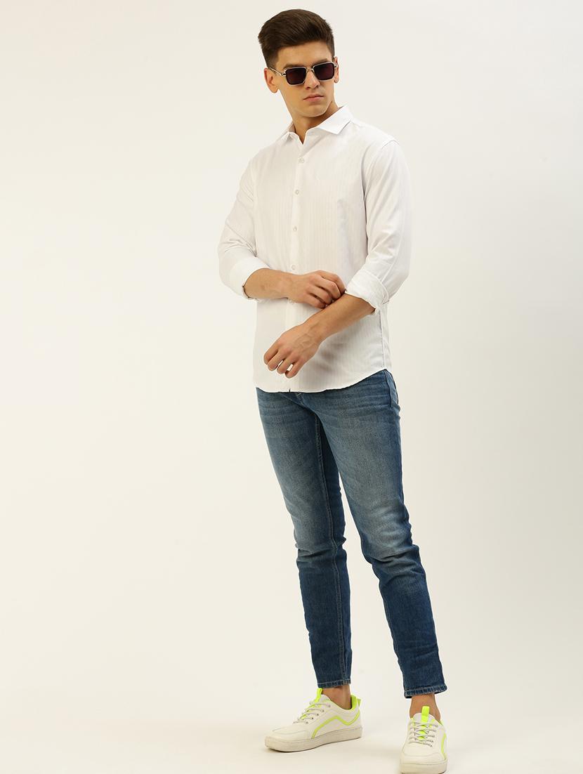 men white regular fit plain casual shirt - 19855947 - Standard Image - 4