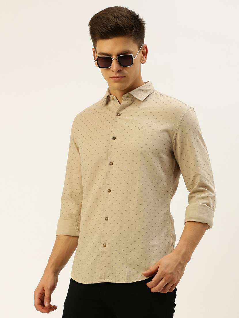 mens micro print casual shirt - 19855968 -  Standard Image - 1