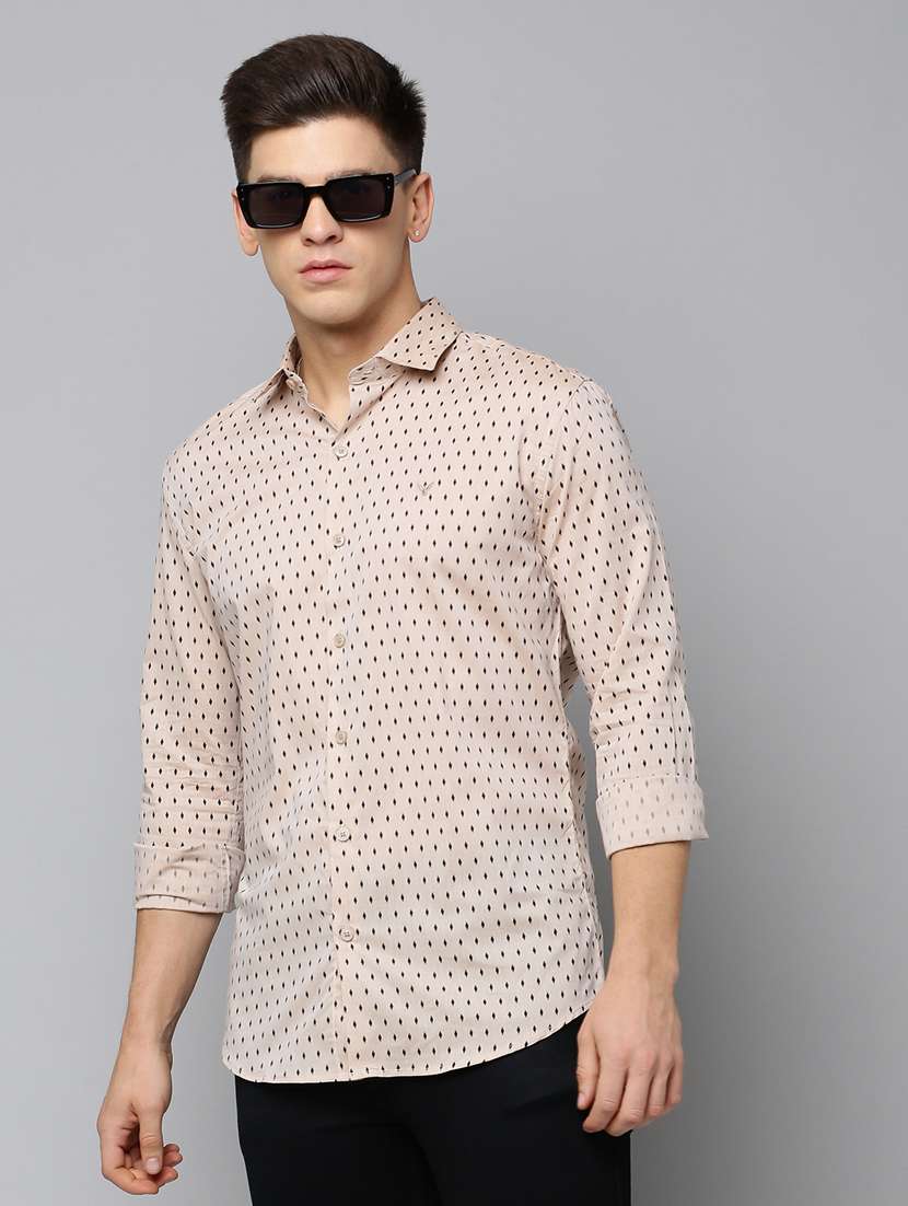 men yellow regular fit micro print casual shirt - 19856014 -  Standard Image - 1