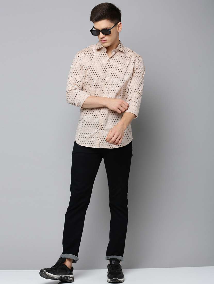 men yellow regular fit micro print casual shirt - 19856014 -  Standard Image - 4