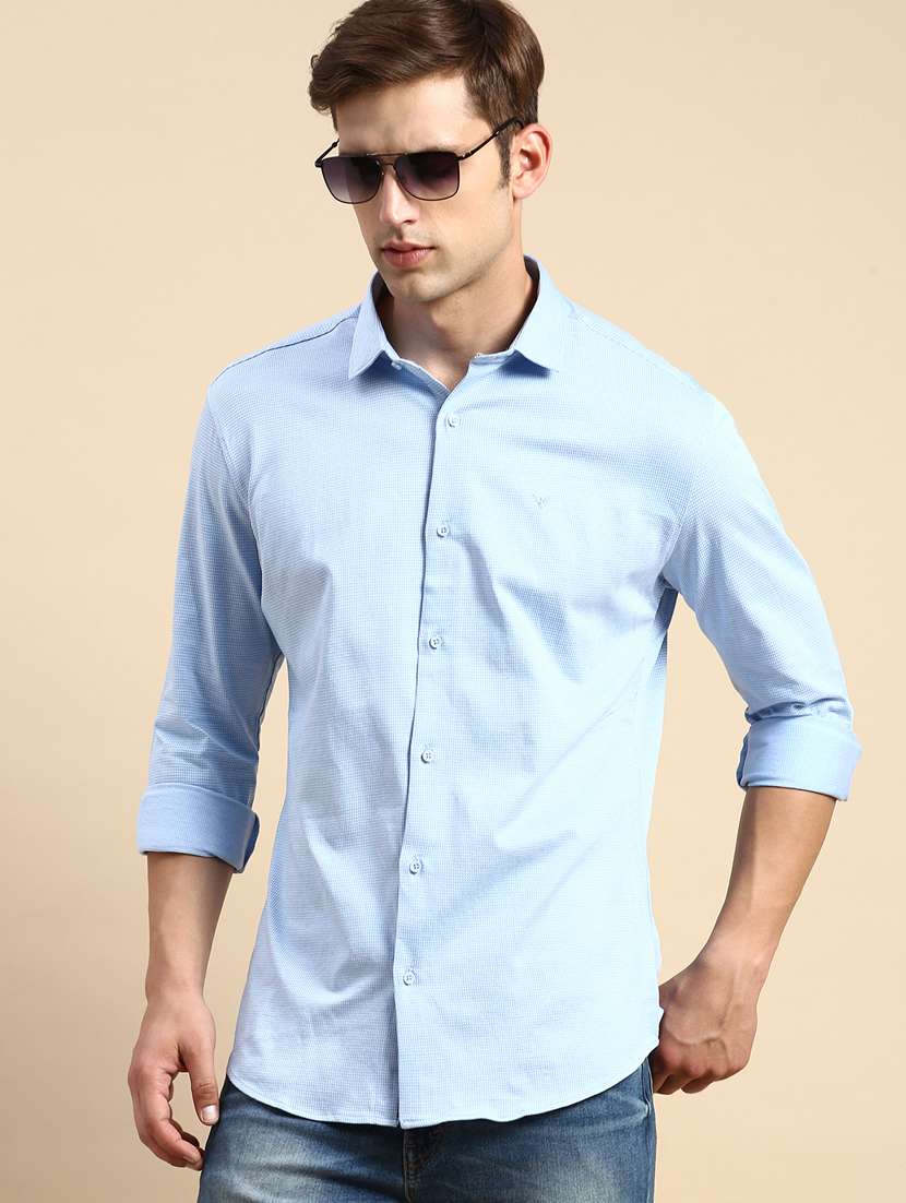 mens self design casual shirt - 19856021 -  Standard Image - 1