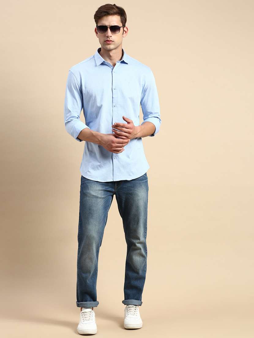 mens self design casual shirt - 19856021 -  Standard Image - 4