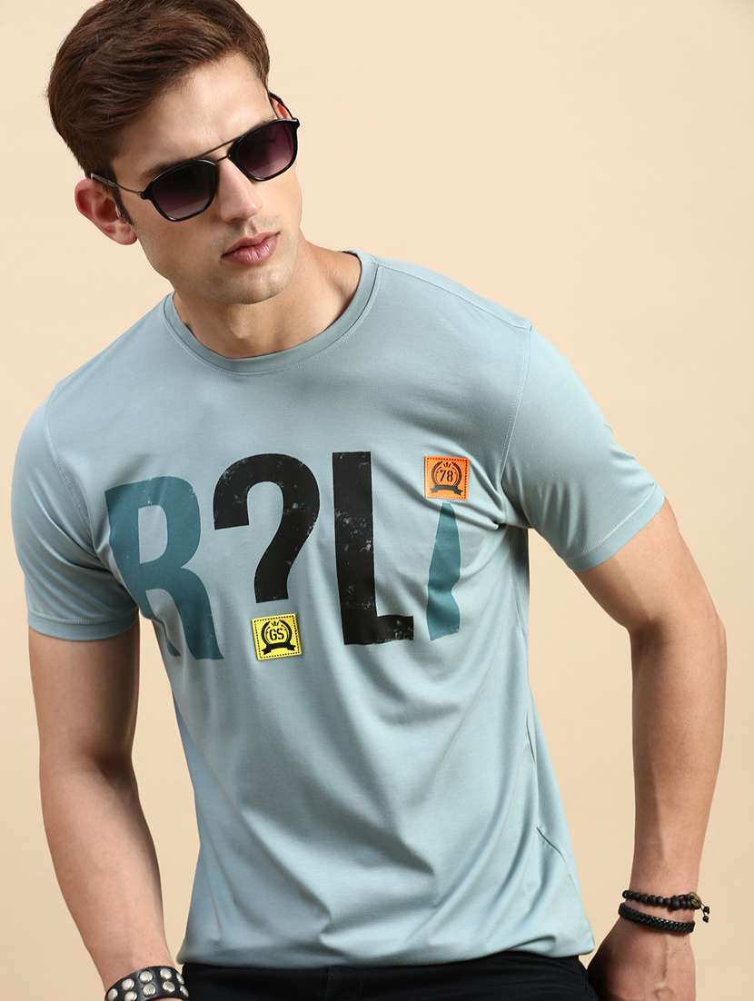 men round neck front print t-shirt - 19856101 -  Standard Image - 1