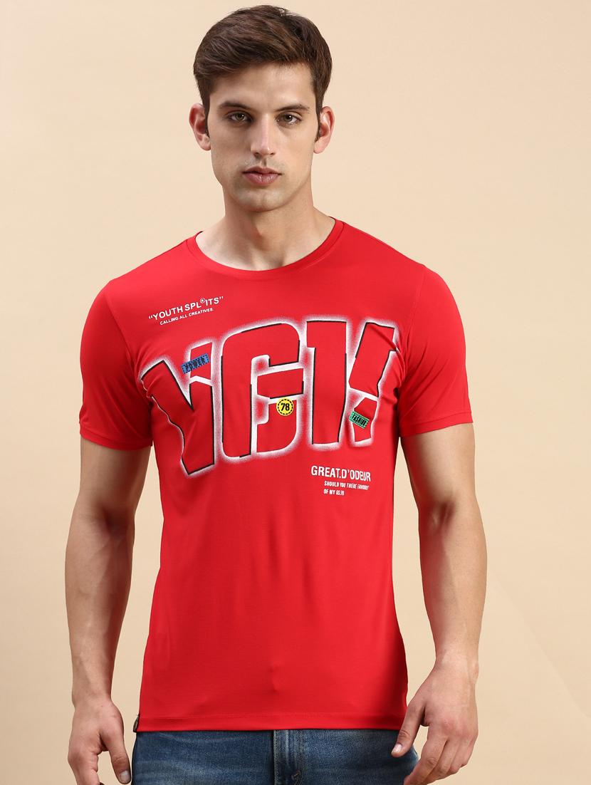 round neck printed cotton t-shirt - 19856104 - Zoom Image - 0