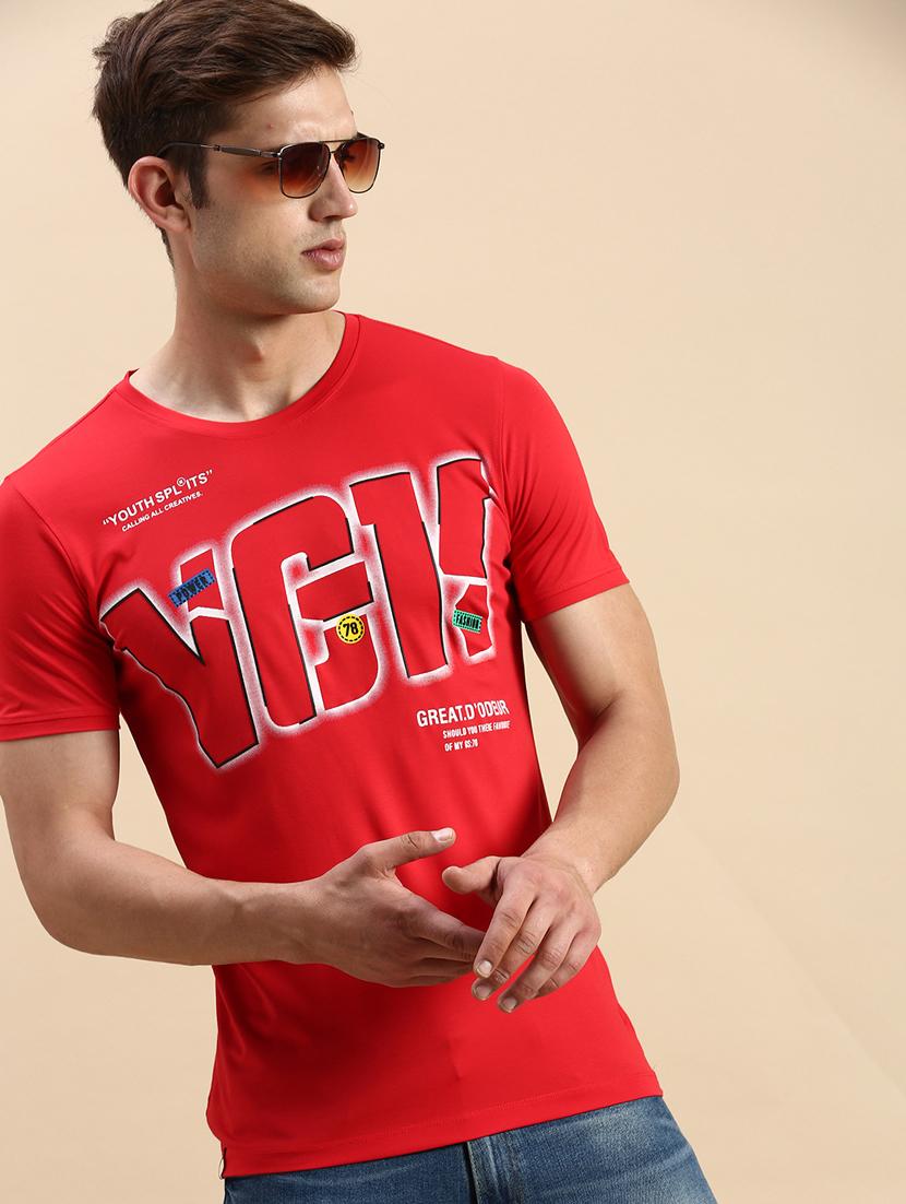 round neck printed cotton t-shirt - 19856104 - Standard Image - 1