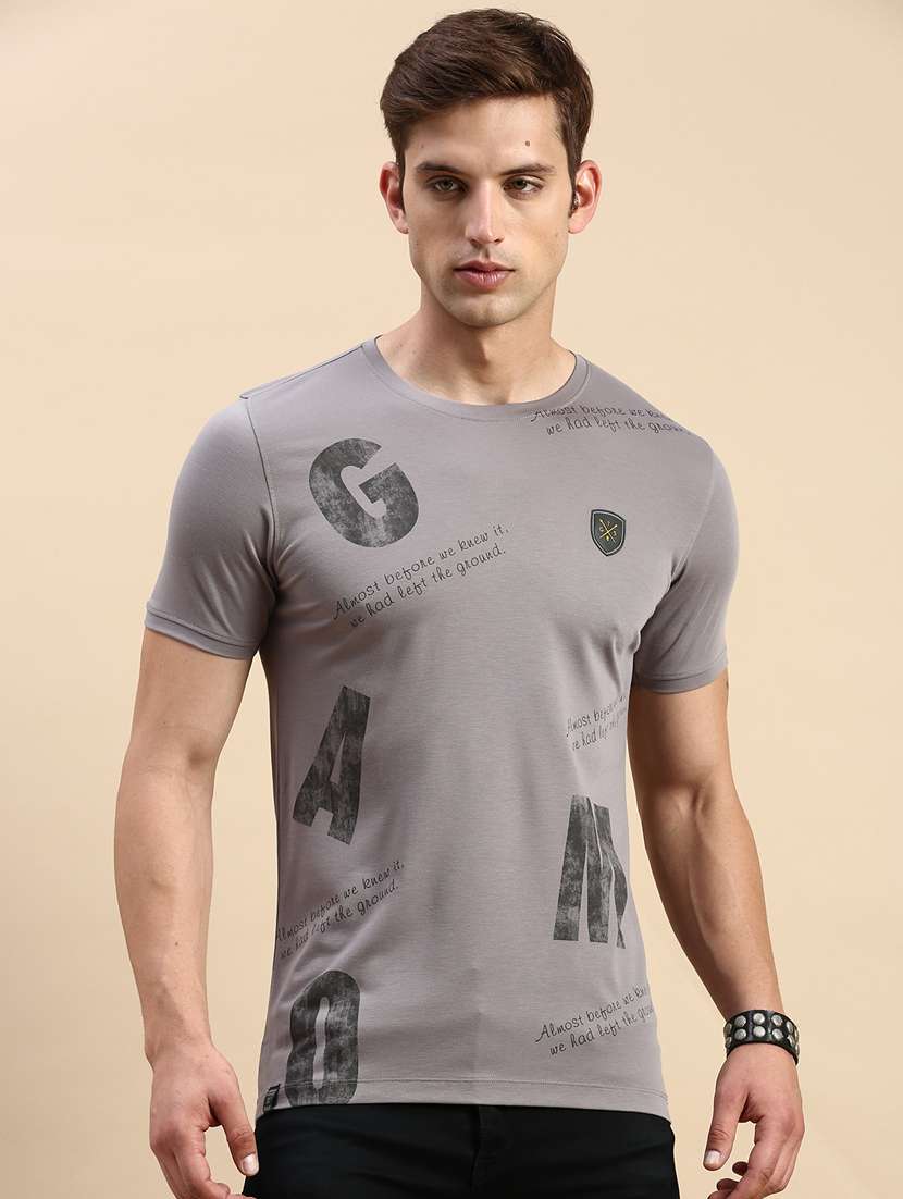 men front print short sleeve t-shirt