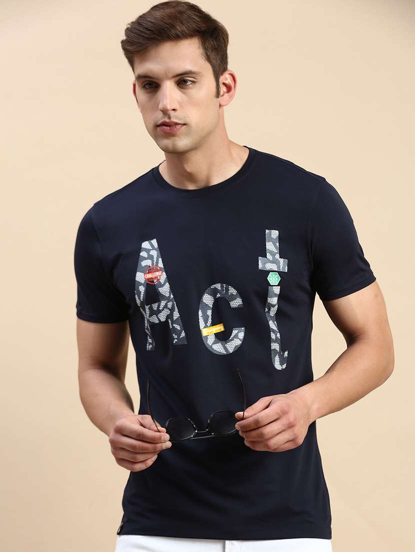 round neck printed cotton t-shirt - 19856126 - Standard Image - 1