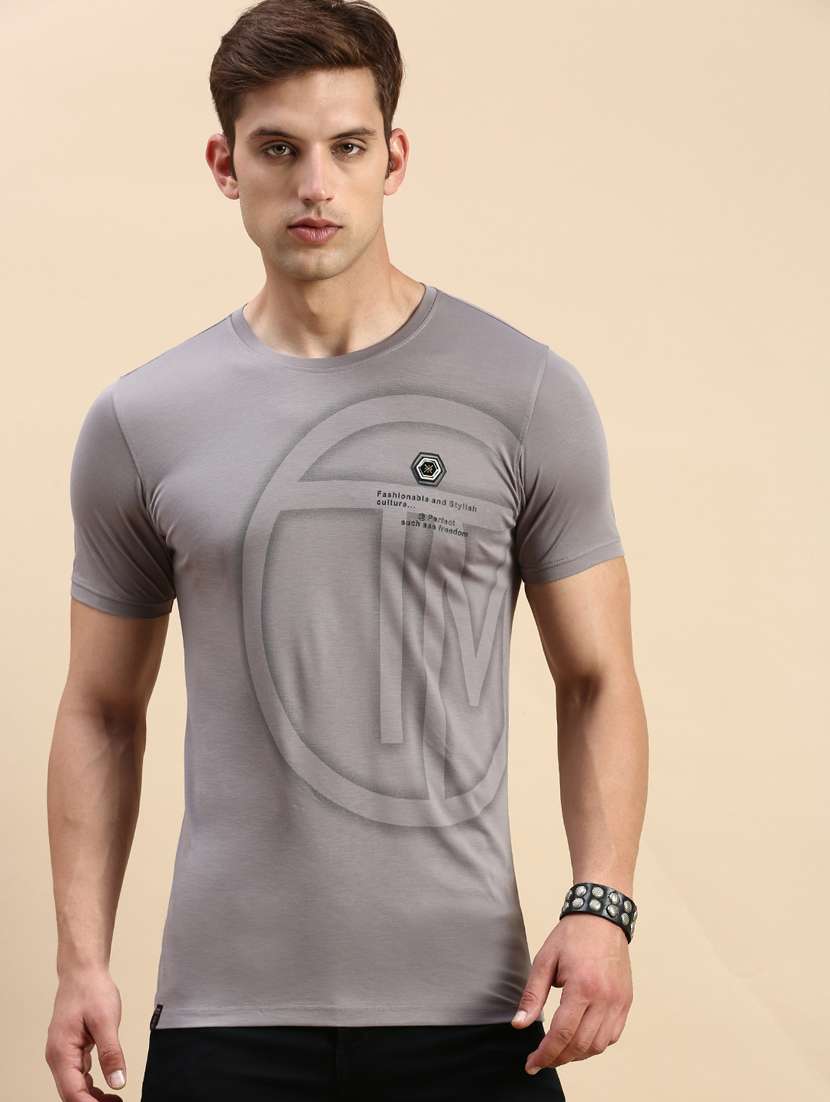 round neck printed cotton t-shirt