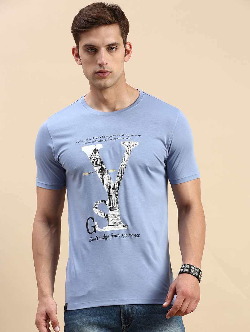 round neck printed cotton t-shirt