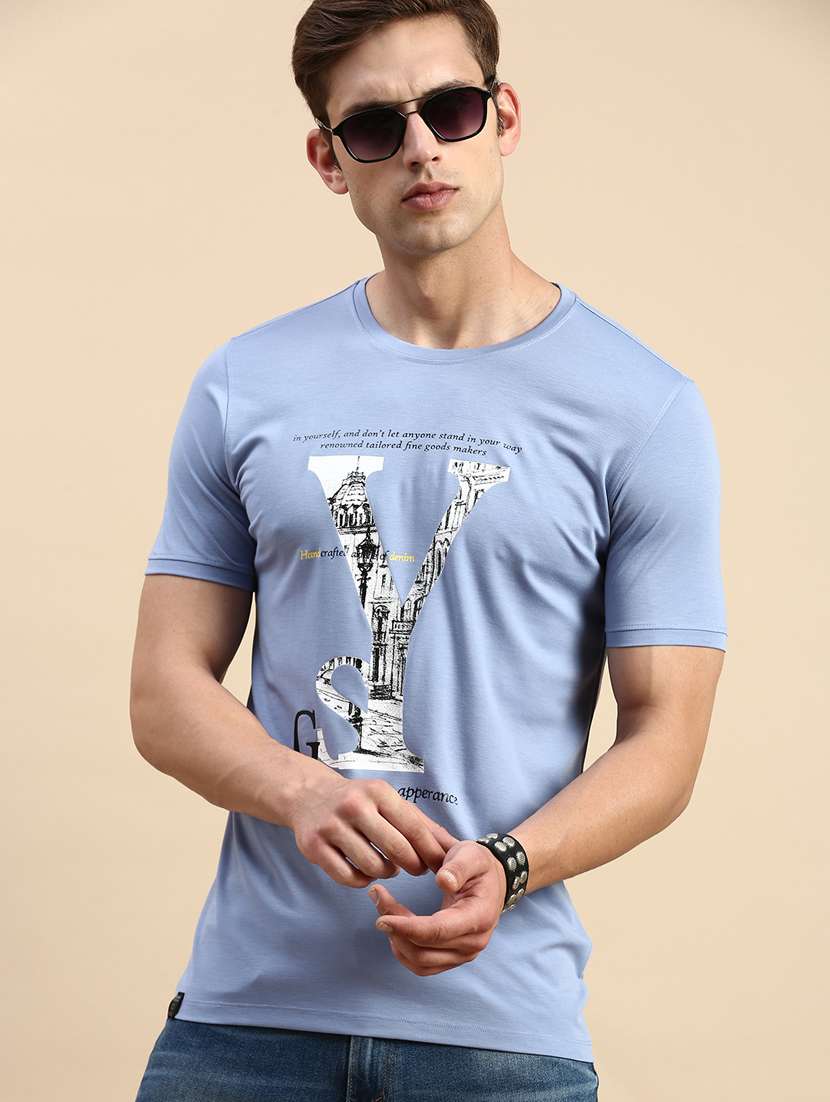 round neck printed cotton t-shirt - 19856145 -  Standard Image - 1