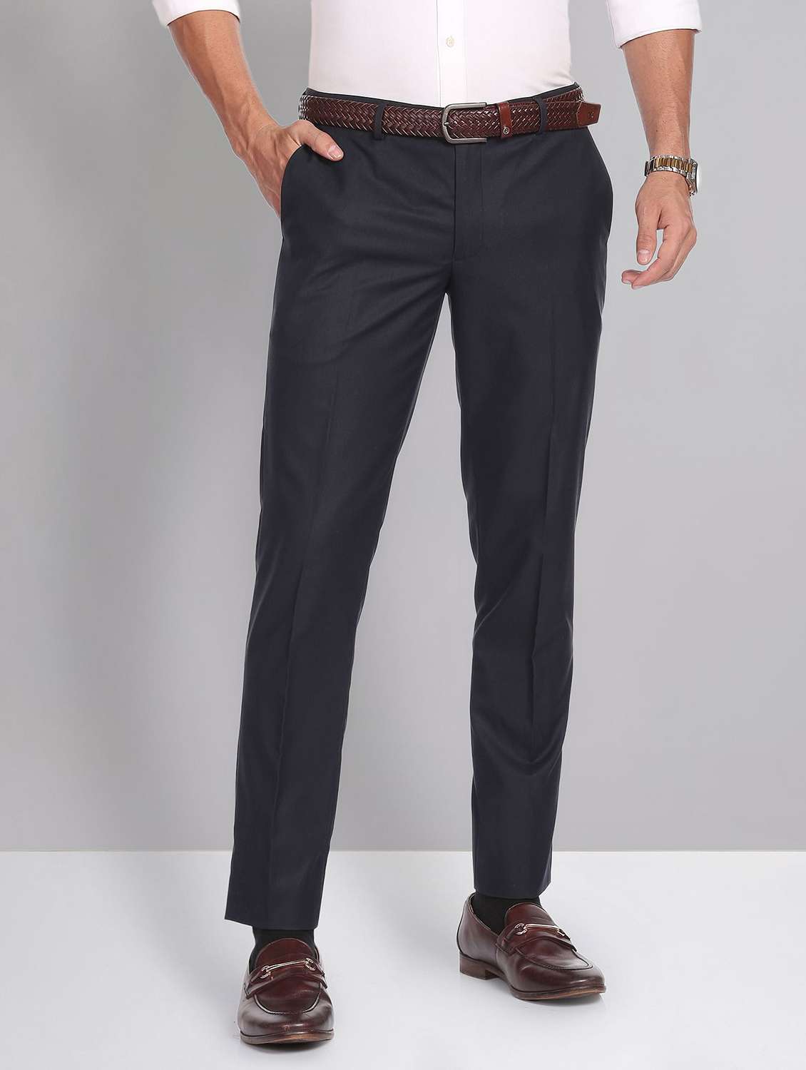 mid rise solid formal trouser - 19856231 - Zoom Image - 0