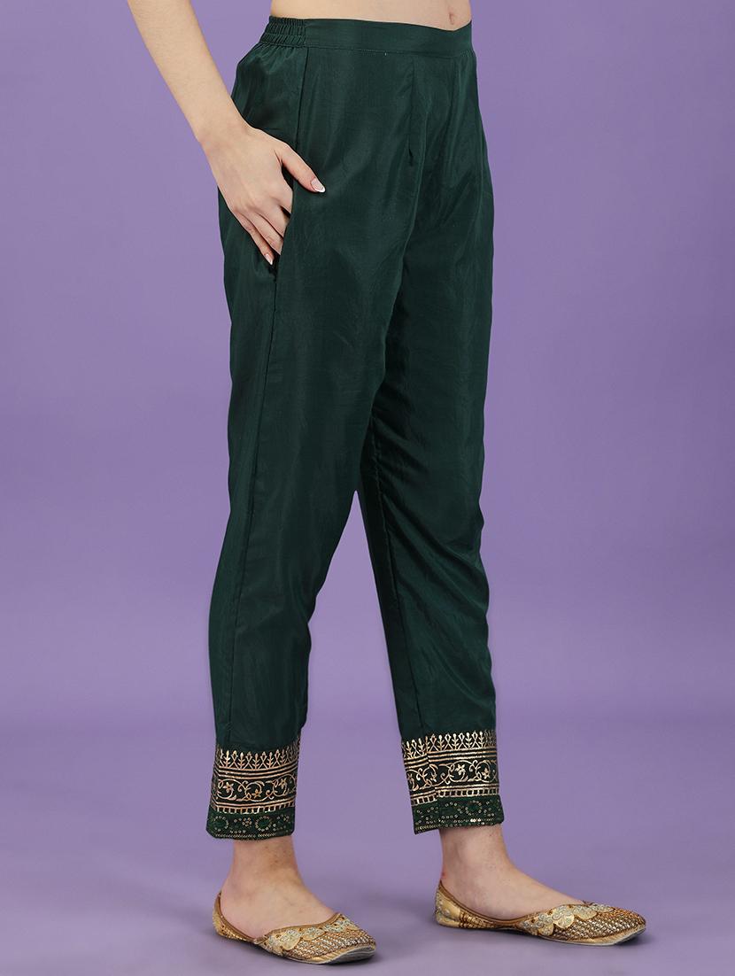 green chanderi kurta pant set - 19856611 - Standard Image - 4