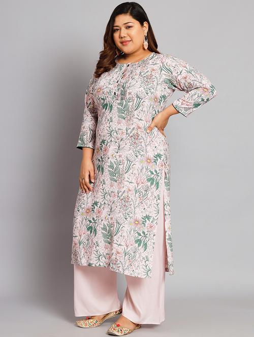 pink rayon kurta palazzo  set - 19856630 -  Standard Image - 0