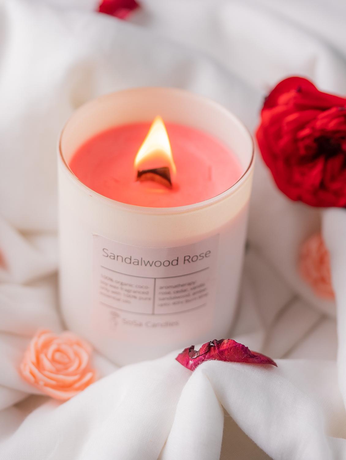sandalwood rose scented candle gift set for home decor, decoration - 19856681 -  Zoom Image - 0