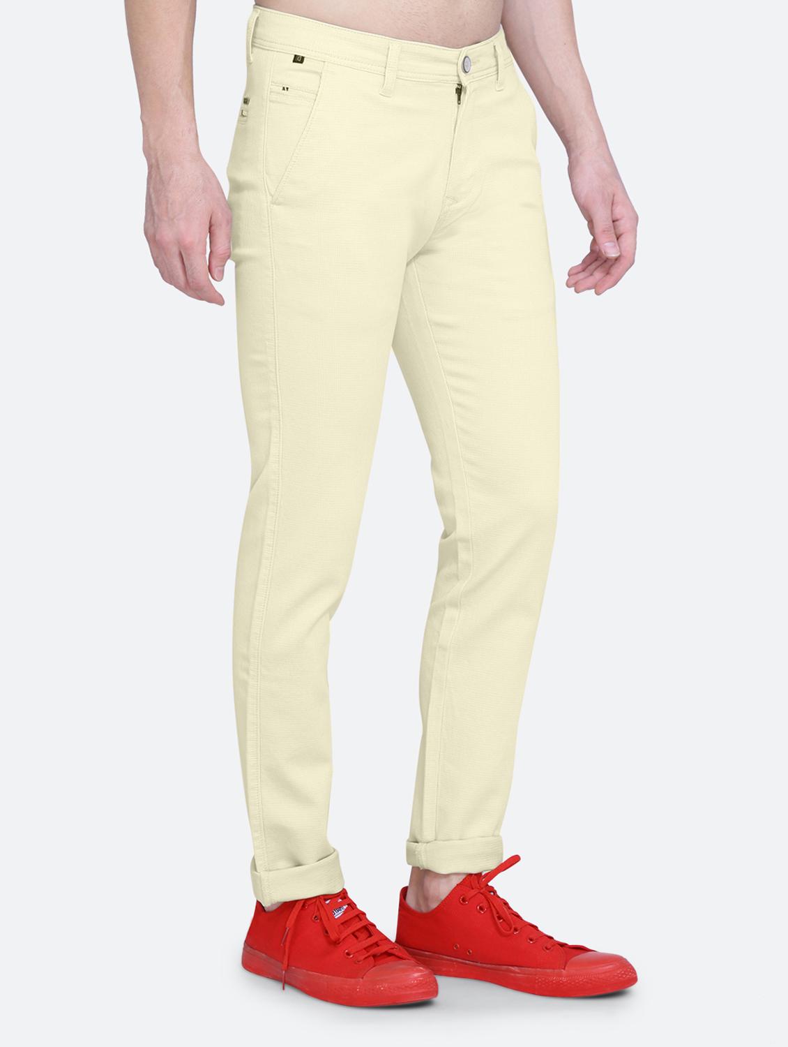 yellow cotton flat front casual trouser - 19858284 - Standard Image - 1