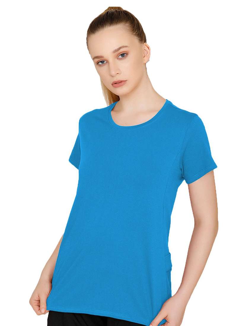 women's plain round neck t-shirt - 19859295 - Standard Image - 1