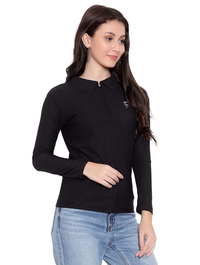 women's plain polo neck t-shirt