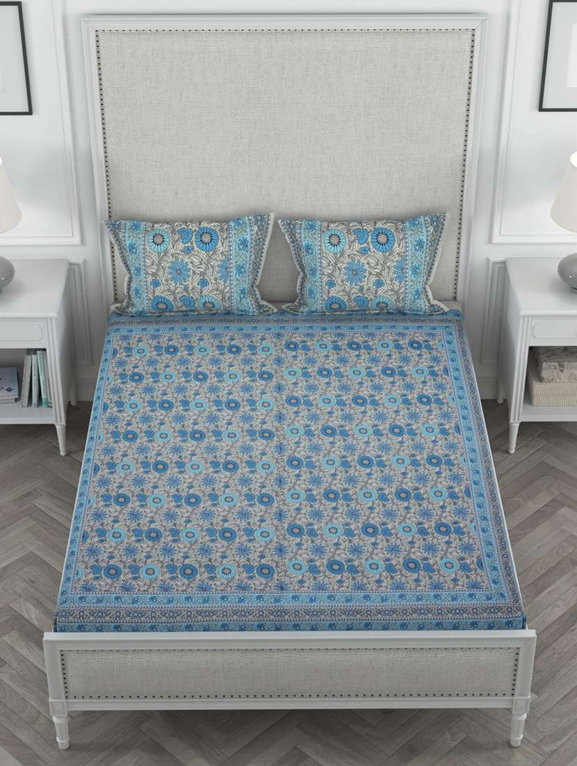 super king size fitted printed double bedsheets with 2 pillow covers