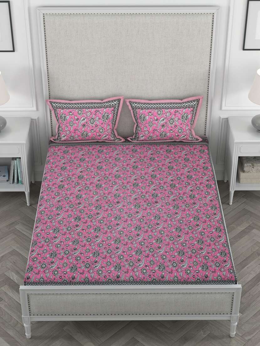super king size fitted printed double bedsheets with 2 pillow covers