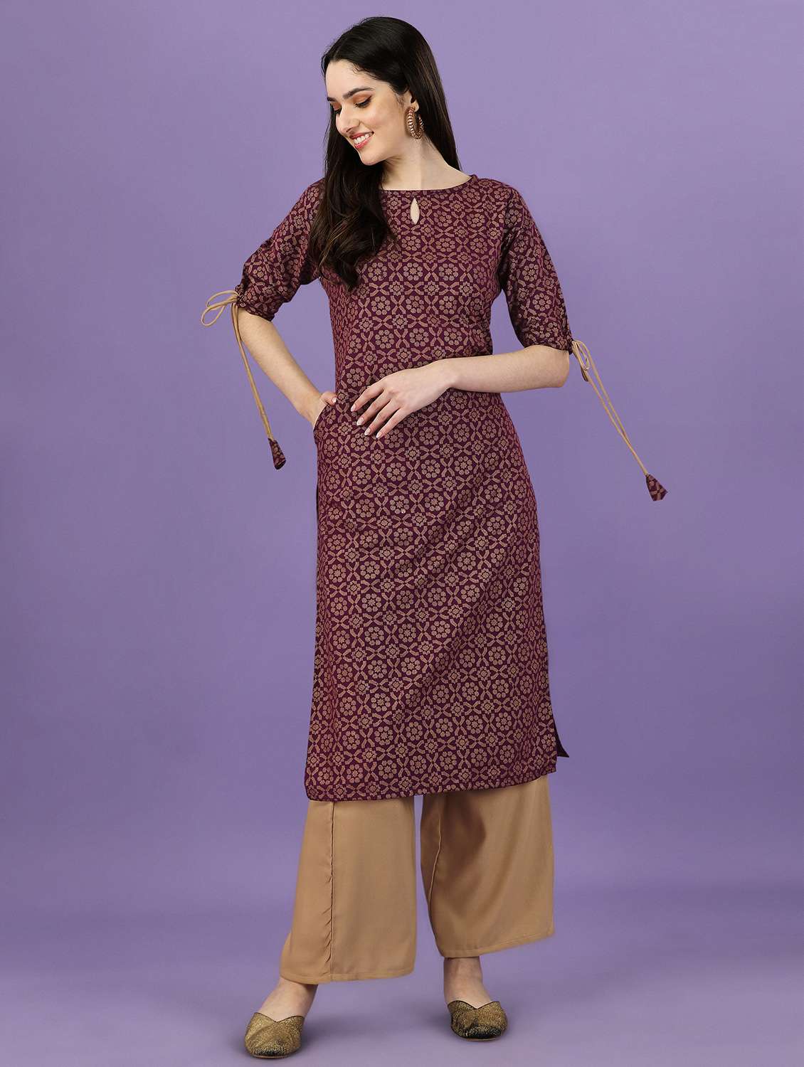 printed kurta palazzo set - 19864111 -  Standard Image - 1
