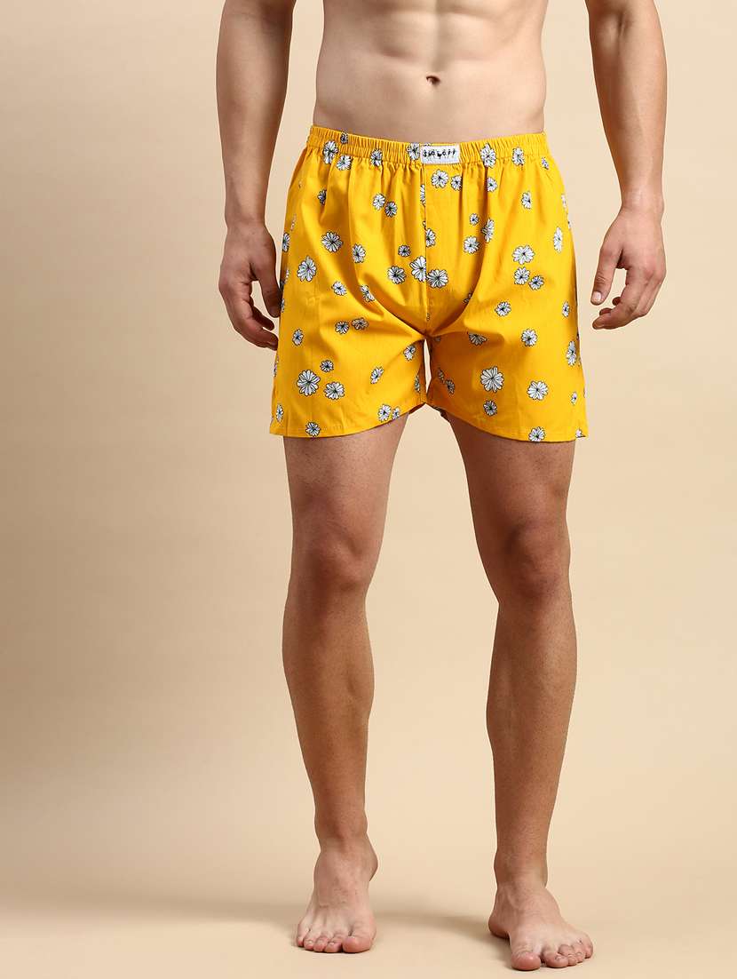 men's floral printed cotton boxers