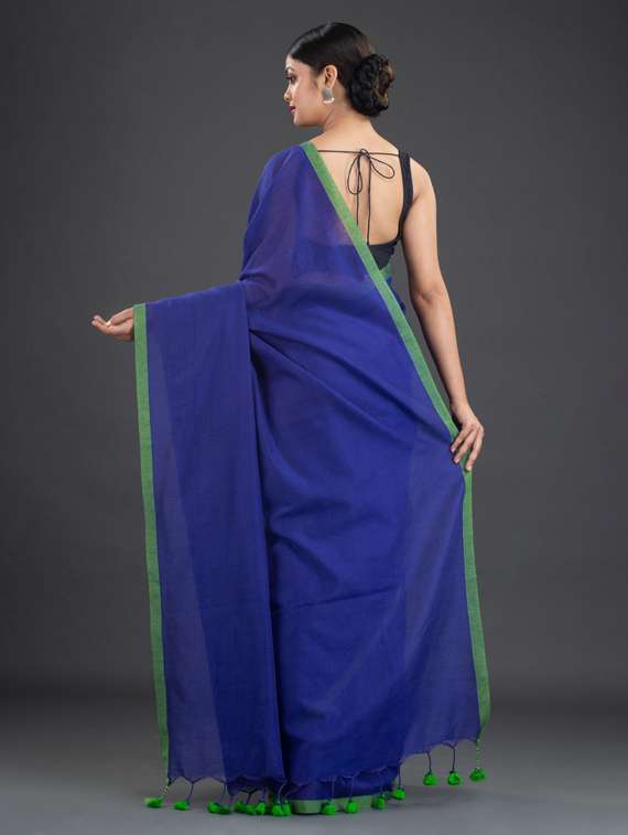 women solid handloom saree with blouse - 19866349 -  Standard Image - 1