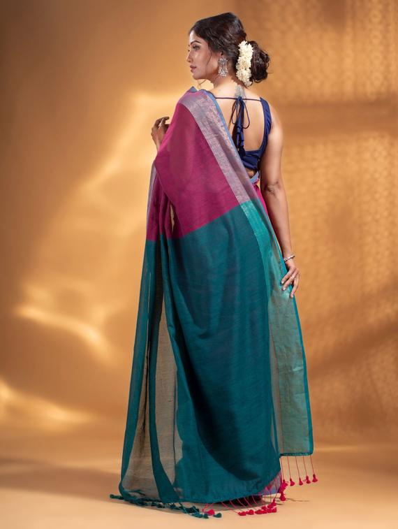 fuchsia cotton saree with blouse - 19866354 -  Standard Image - 1