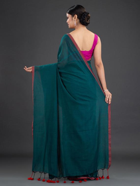 solid woven saree with blouse - 19866365 -  Standard Image - 1