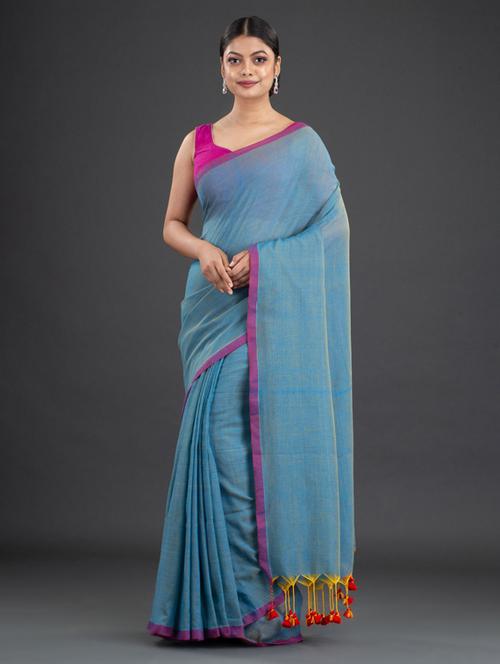 women's self design light blue colored saree with blouse - 19866373 - Standard Image - 0